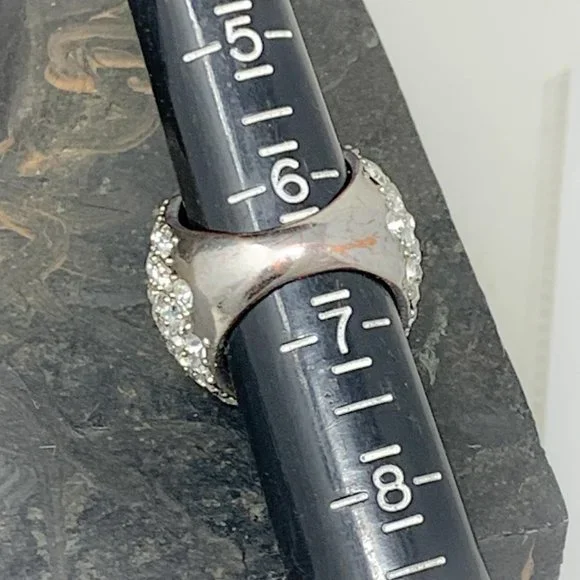 OOAK Custom Silver/Ruby/Diamond Watch Movement Assemblage Statement Ring 6.5 - Picture 6 of 7